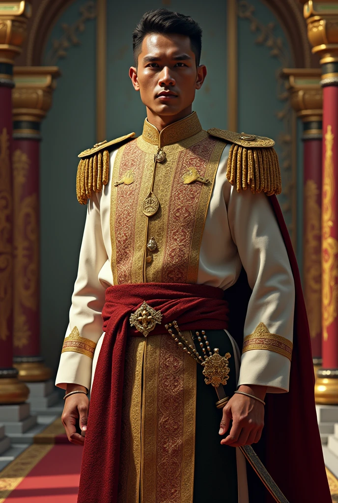 Strong Malay admiral,Young,wearing Malay attire,Baju melayu