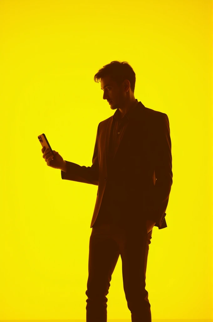 In yellow a person showing a phone for its new release
