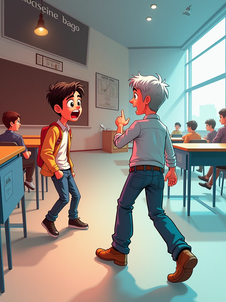 Dans  une salle de classe se trouve un enfant turbulent. Le maitre lui reproche souvent son comportement inapproprié. Pendant  la recréation, il tape son camarade qui se plaint au directeur. 