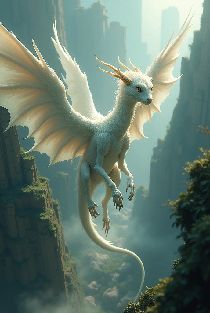 a mythical creature with 6 white wings, a vast library, a ruined city, highly detailed, 8k, cinematic lighting, dramatic angles, fantasy, digitally painted, dramatic lighting, ethereal, otherworldly, detailed facial features, delicate, intricate, majestic, awe-inspiring, magnificent, stunning, breathtaking