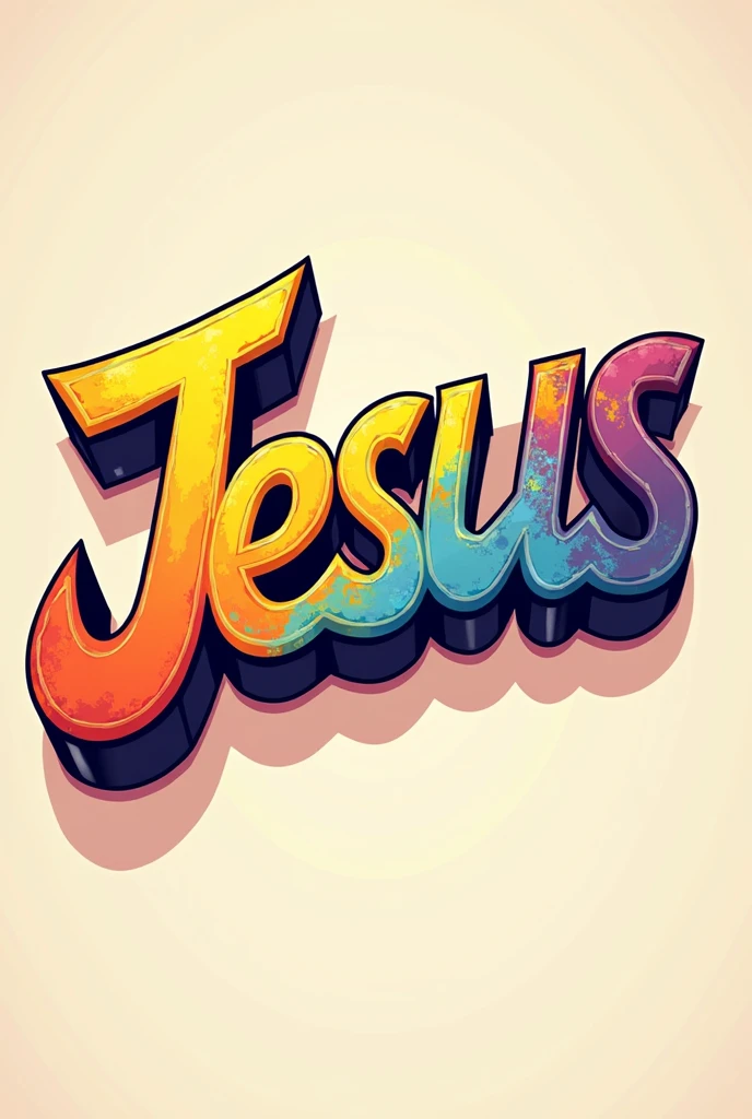 lettering jesus calligraphy with plane color or no background in a little cartoonish, colored and heavy and sharp point font
