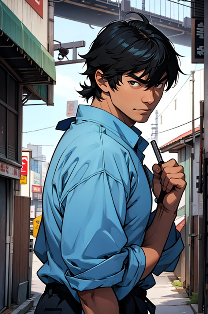 ryo saeba, city hunter, Looking at camera 