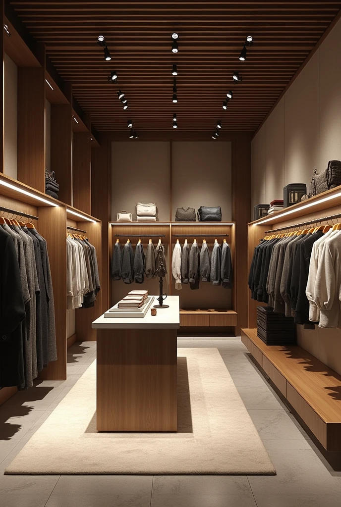 Make Store layout for clothes for high class person and billing centre and one more table 
