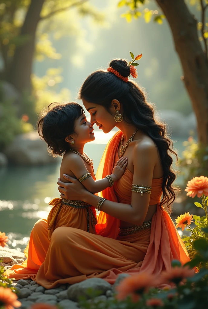 Cenmatic 4k photos yashoda paly whith litle cute krishna 