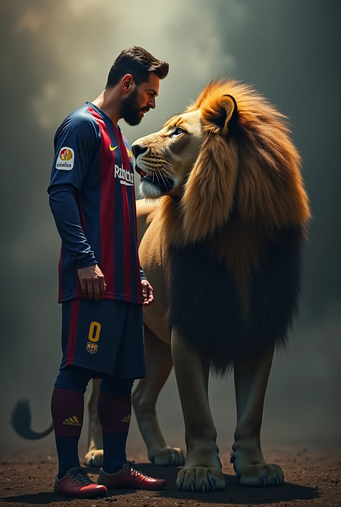 Messi with a lion