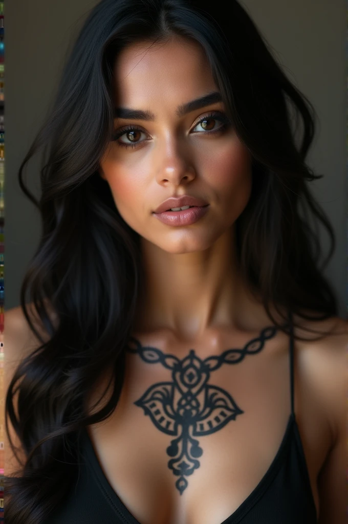 Desi girl with tattoo at the middle of her chest