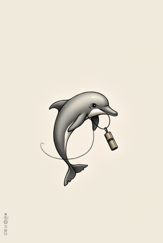 Je veux un tatouage simple de petit dauphin avec avec un sifflet autour du cou