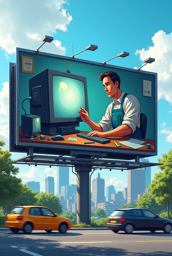 Long TV repair billboard