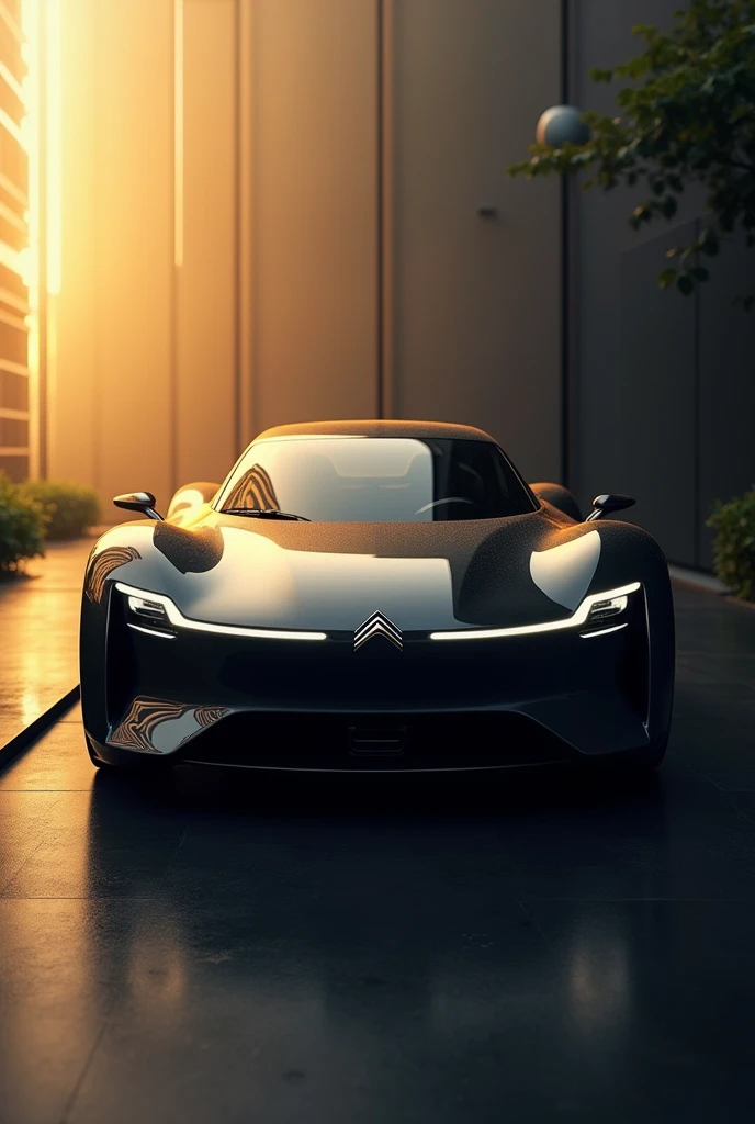 Citroen electric car poster with black and golden shade
