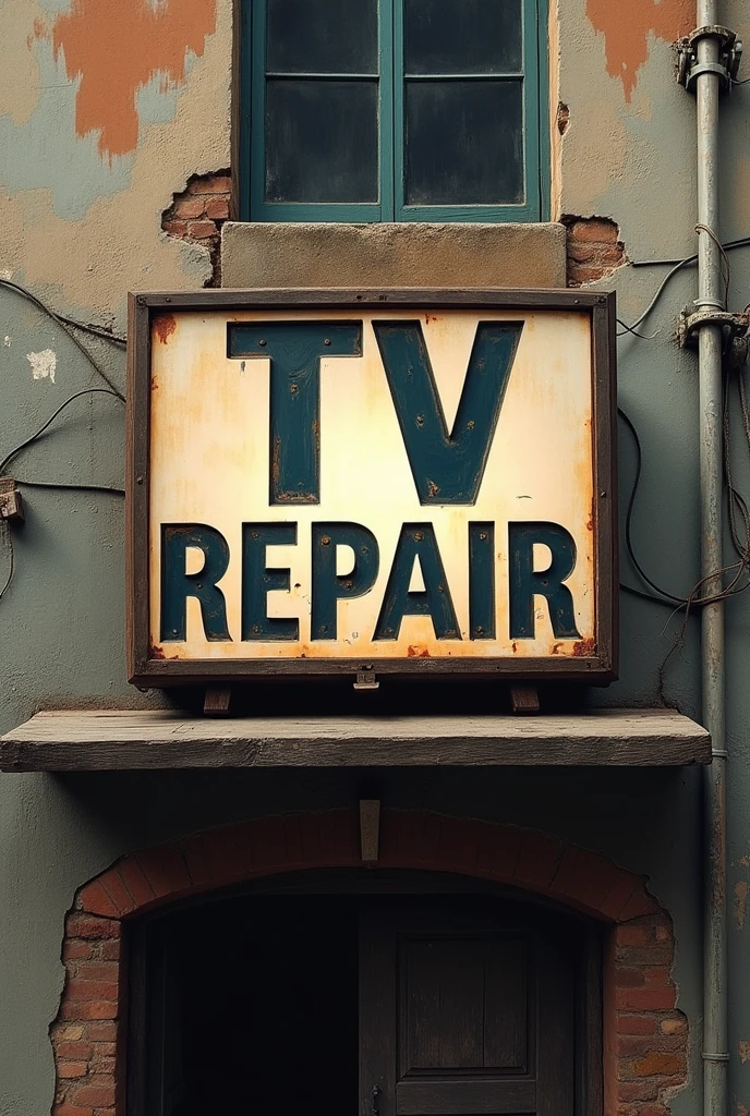 Long TV Repair Sign With Text
