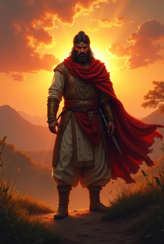 Maharana Pratap image with sun set