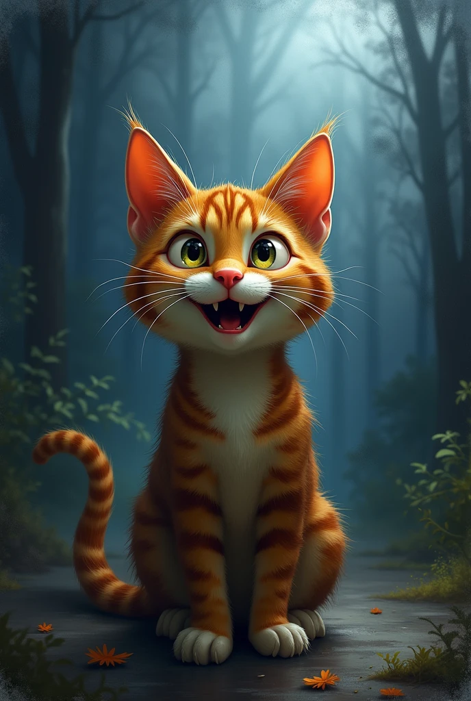 A portrait of cat with a cheerful expression, captured before the storm.**