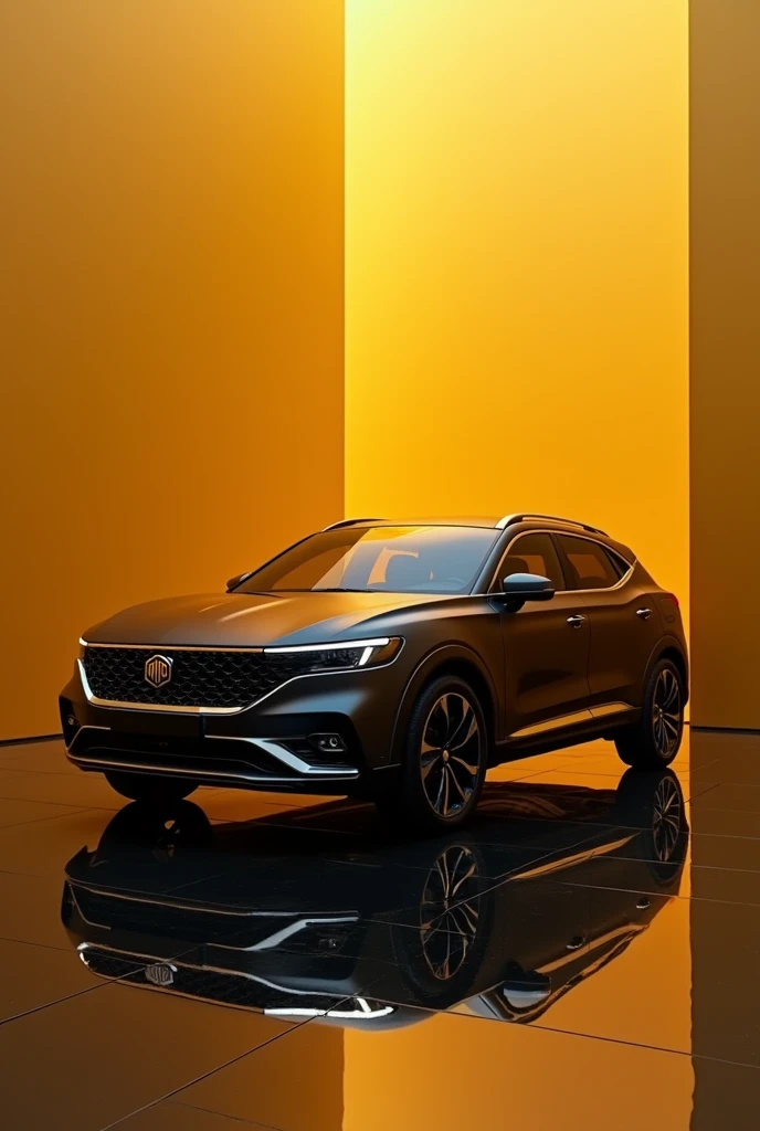 MG Hector electric car poster with black and golden shade outside background
Without written text