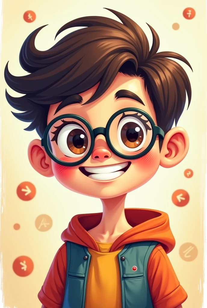 Cartoon face of a programmer boy for profile pic eye catchy