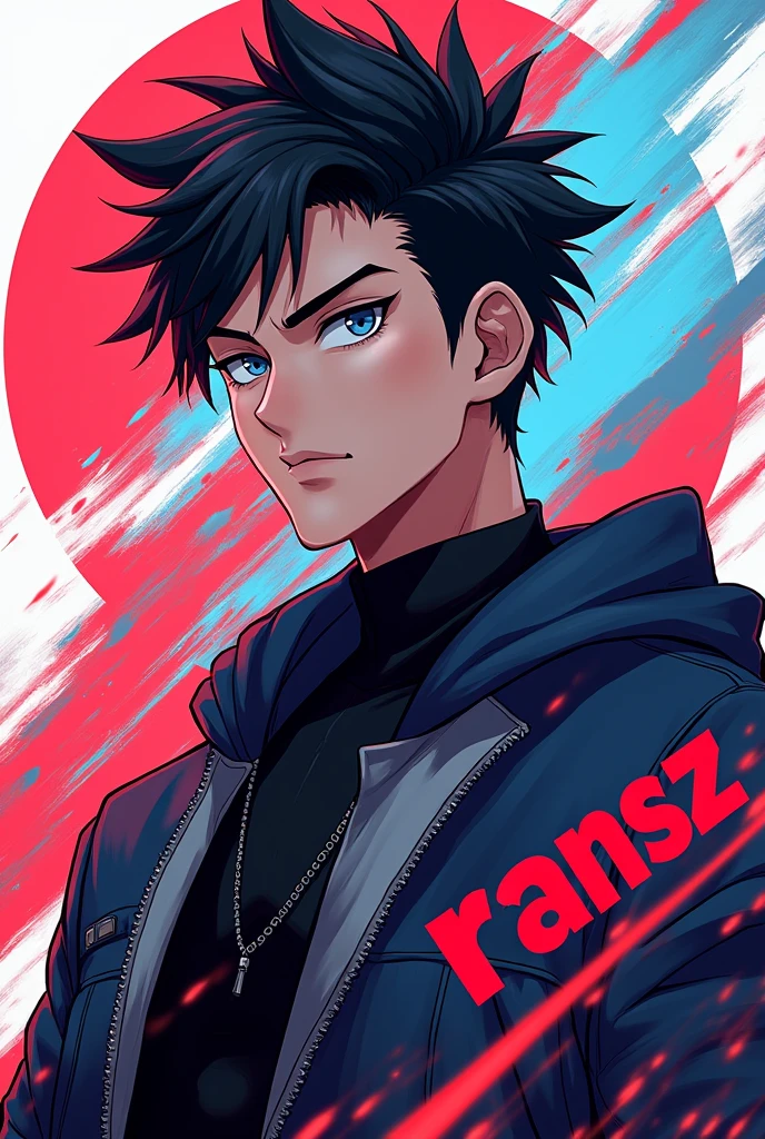 Cool male anime profile picture with RANSZ written on it