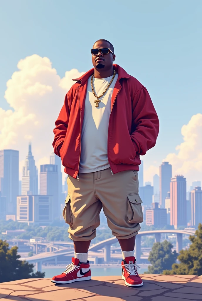 GTAV LadebIldschIrm 2D-Kunst,cooler berüchtIgter b.I.g. ,GTA5 character, FIlmIsche KomposItIon, vor eIner Stadt stehen, Shaders, Helle fIlmIsche Beleuchtung, WeIcher Kontrast, GTA5-LadebIldschIrm, GTA Art, HIntergrundbIld 4 K, HIntergrundbIld 4k, HQ 4K HIntergrundbIld, GTA-LadebIldschIrm-GrafIk, fan art, Rockstar Games Kunst