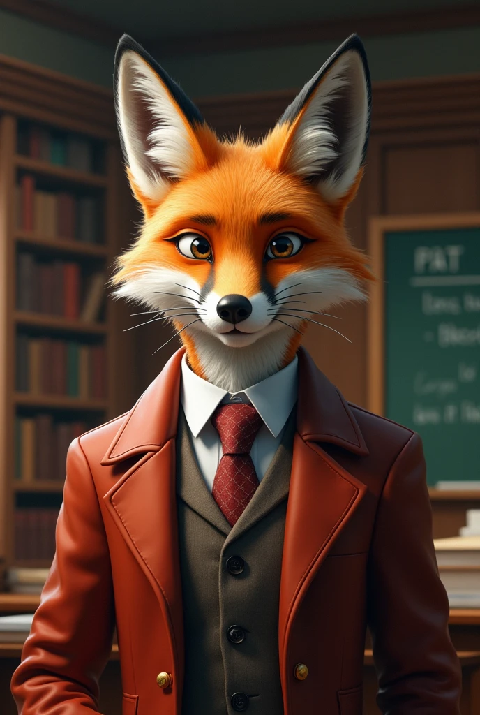 Professor Fox at the animals academy, hyperrealism