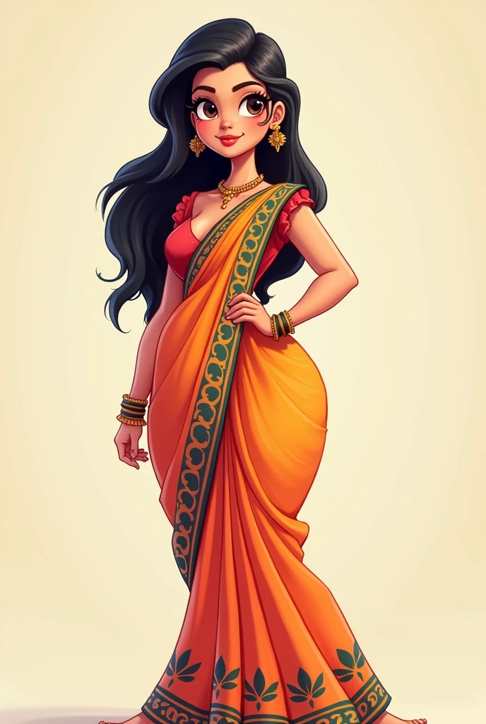 a cartoon girl aged 22
With big tits and sexy ass
wearing saaree