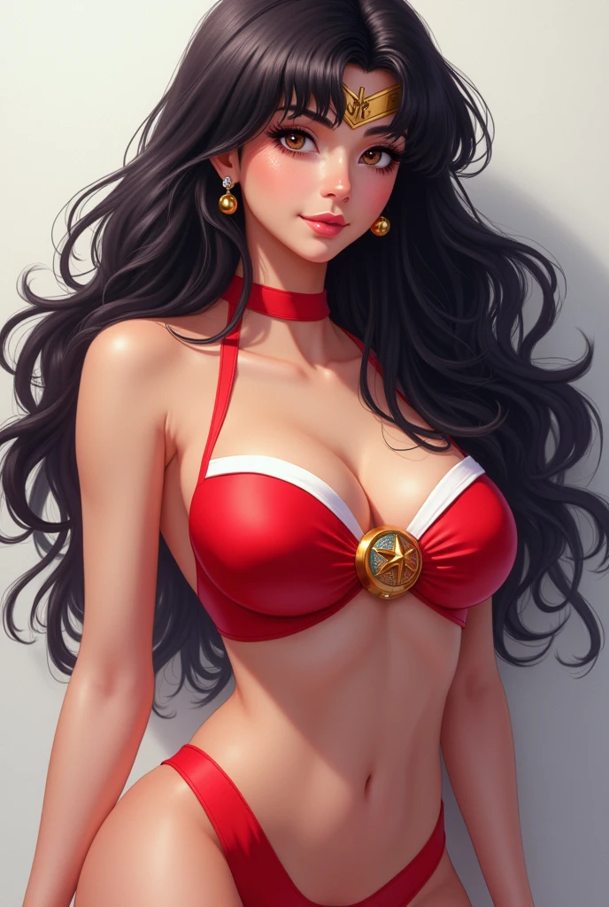 (8k, RAW photo, best quality, masterpiece:1.2), (ultra highres:1.0), detailed illustration, detailed, (realistic, photo-realistic:1.37), detailed beautiful skin, sailor mars (1 girl: 1.2),(full body:1.2),(hand of Guido Daniele:1.2), long hair, looking at viewer, smile, large breasts, cleavage, open clothes, shadowheart from baldurs gate 3