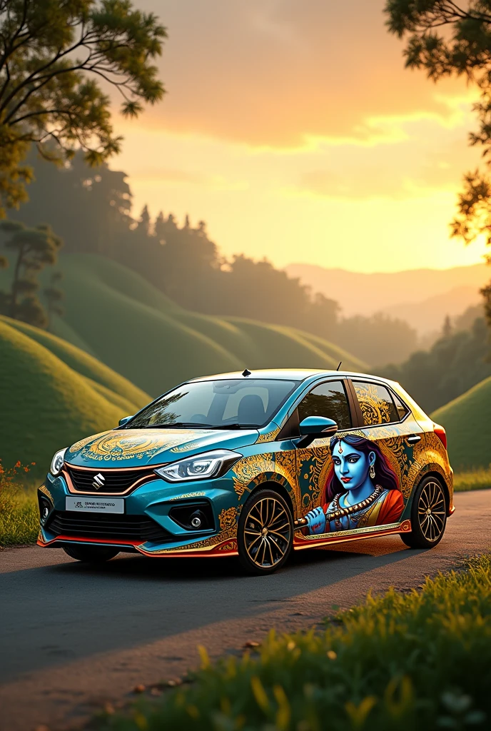 Suzuki Baleno with lord Krishna