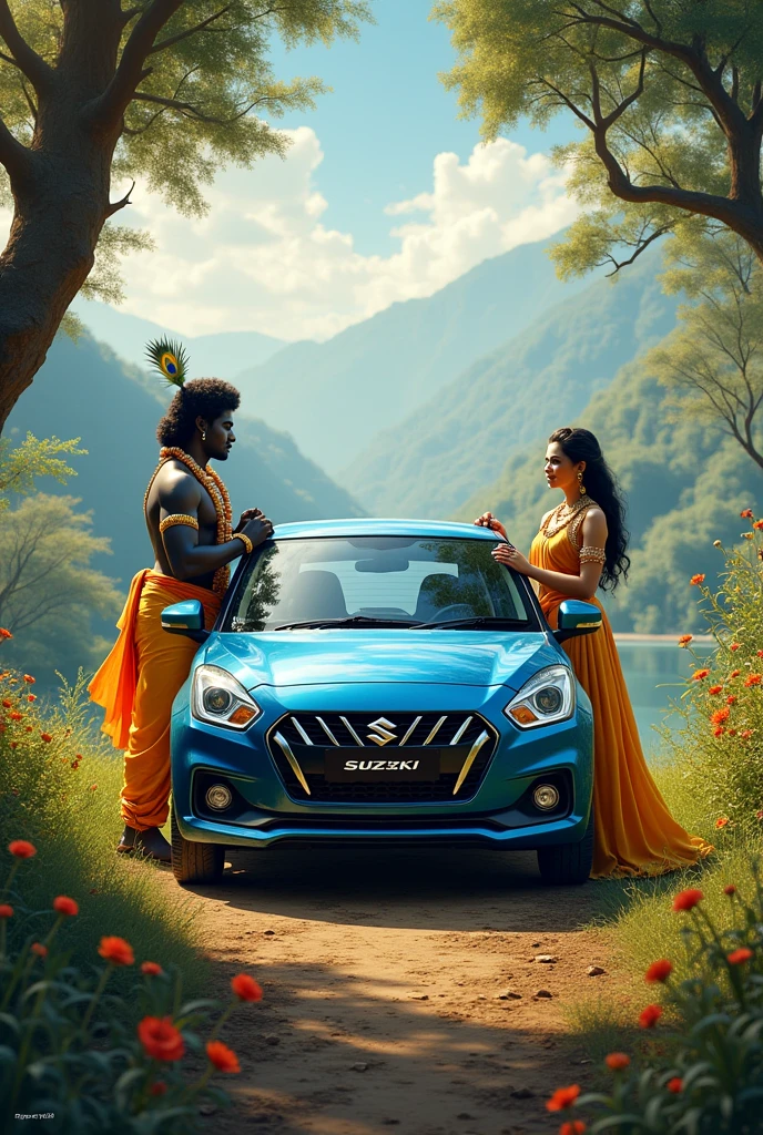 Suzuki Baleno with lord Krishna Radha also

