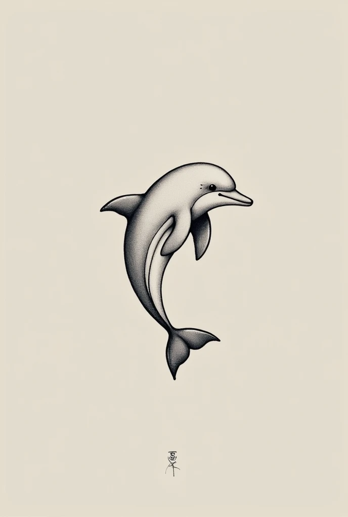 un petit dauphin tatouage simple sans couleur avec un petit sifflet de sauveteur 