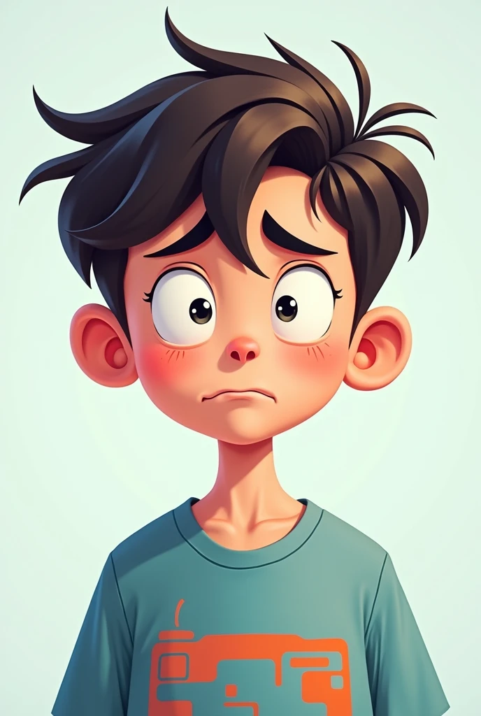 Cartoon face of a programmer boy funny and boring for profile pic eye catchy in cartoon style 