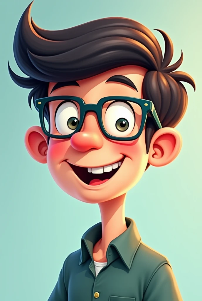Cartoon face of a programmer boy funny for profile pic eye catchy in cartoon style