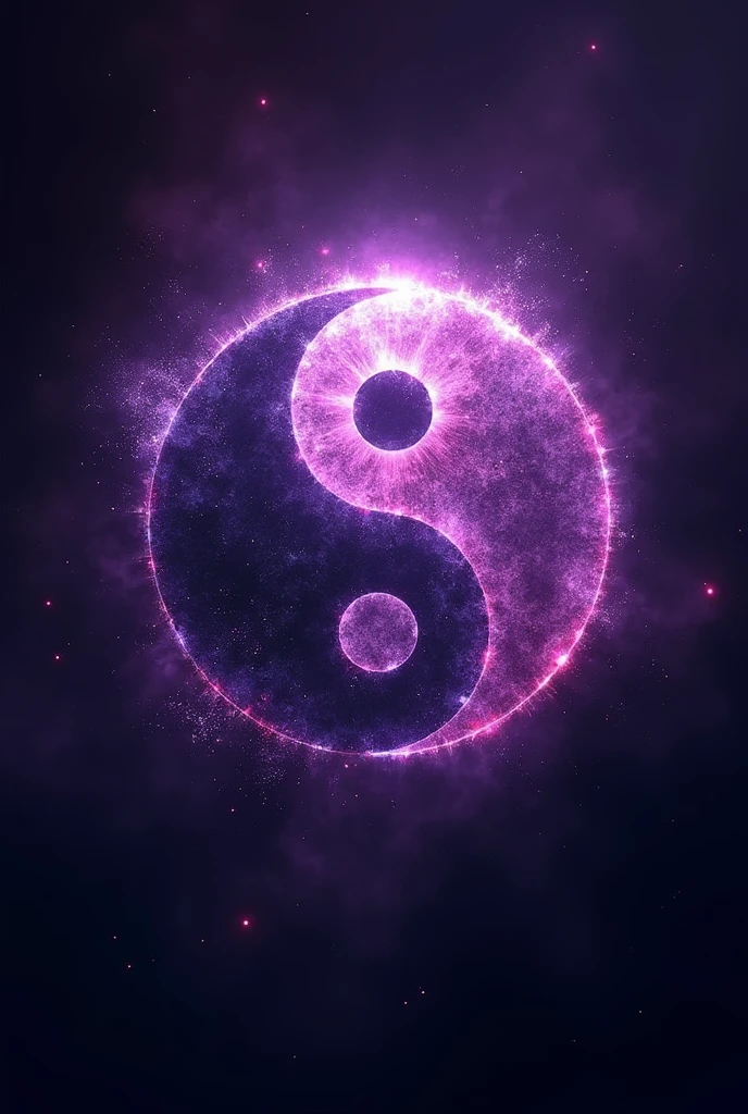 Logotype, movie tittle, said "genesis no armageddon", is a fantasy action adventure logo, violet, ying-yang behind the title