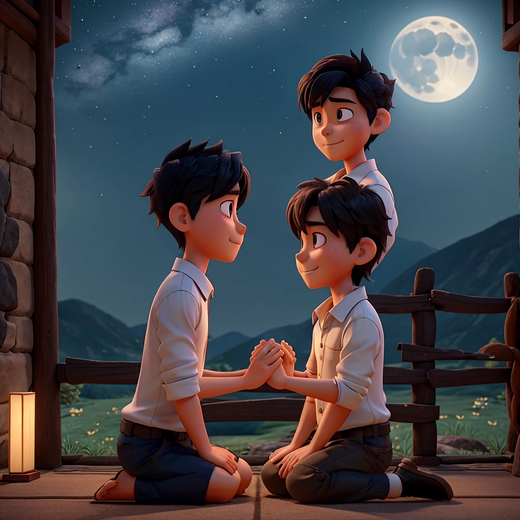 Koji and Shin meet for the first time after being separated for many years. The hidden feelings and memories that remain in their hearts come to light again as they sit and talk under the moonlight.