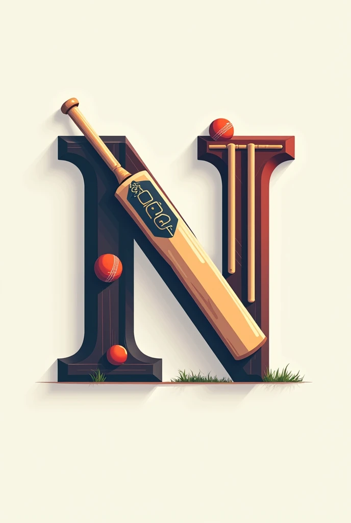 vector logo of Letter N which is made from cricket 
