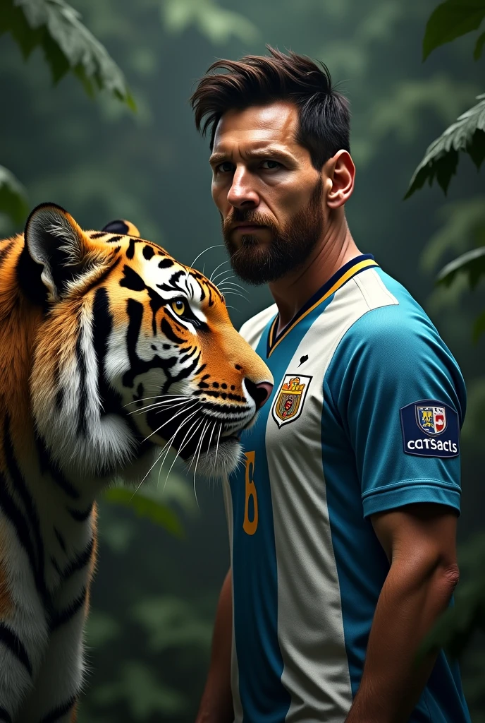 Messi with a tiger.