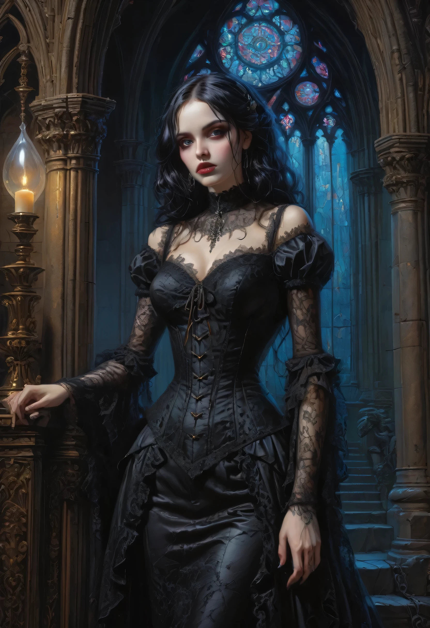 gothic aesthetic by Bill Medcalf, best quality, masterpiece, Representative work, official art, Professional, Ultra intricate detailed, 8k