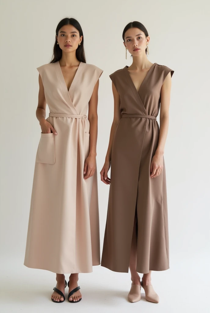 Design 4 different nice luxury dress for women, minimalist style