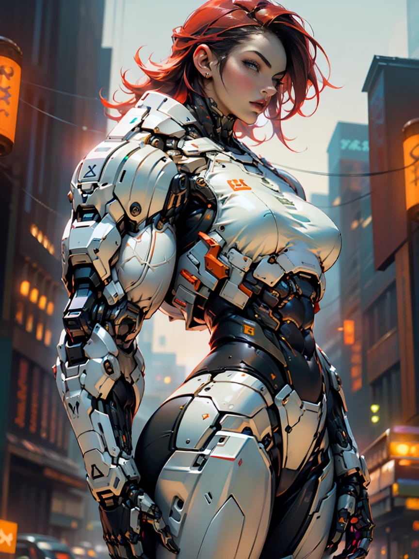 Cinematic, hyper-detailed, and insanely detailed, this artwork captures the essence of megan fox with breathtaking beauty. The color grading is beautifully done, enhancing the overall cinematic feel. Unreal Engine brings her anatomic cybernetic muscle suit to life, appearing even more mesmerizing. With the use of depth of field (DOF), every detail is focused and accentuated, drawing attention to her eyes and the intricate design of the anatomic cybernetic muscle suit . The image resolution is at its peak, utilizing super-resolution technology to ensure every pixel is perfect. Cinematic lighting enhances her aura, while anti-aliasing techniques like FXAA and TXAA keep the edges smooth and clean. Adding realism to the anatomic cybernetic muscle suit, RTX technology enables ray tracing. Additionally, SSAO (Screen Space Ambient Occlusion) gives depth and realism to the scene, the girl's anatomic cybernetic muscle suit become even more convincing. In the post-processing and post-production stages, tone mapping enhances the colors, creating a captivating visual experience. The integration of CGI (Computer-Generated Imagery) and VFX (Visual Effect brings out the anatomic cybernetic muscle suit's intricate features in a seamless manner. SFX (Sound Effects) complement the visual artistry, immersing the viewer further into this fantastic world. The level of detail is awe-inspiring, with intricate elements meticulously crafted, the artwork hyper maximalist and hyper-realistic. Volumetric effects add depth and dimension, and the photorealism is unparalleled. The image is rendered in 8K resolution, ensuring super-detailed visuals. The volumetric lightning adds a touch of magic, highlighting her beauty and the aura of her anatomic cybernetic muscle suit in an otherworldly way. High Dynamic Range (HDR) technology makes the colors pop, adding richness to the overall composition. Ultimately, this artwork presents an unreal portrayal of a super muscled cybernetic female android