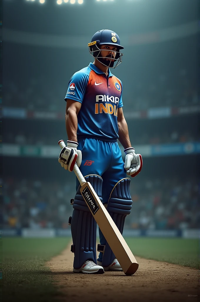 Thumbnail , virat kohli , 3d , motivational, Indian jursey ,bat , struggle 