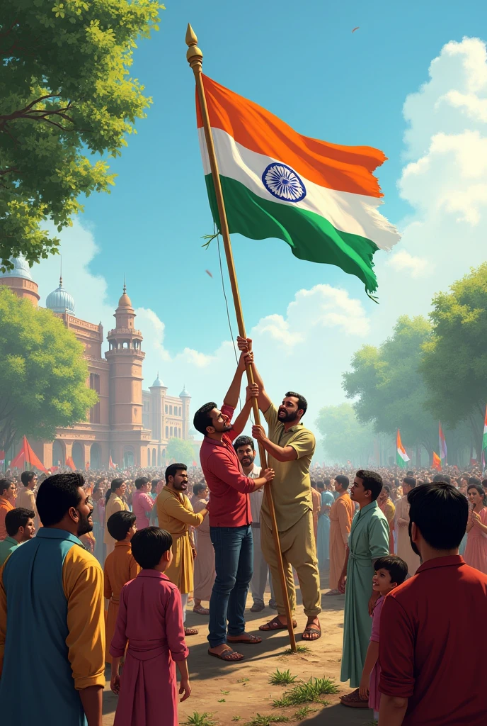 Indians popping in their own flag
