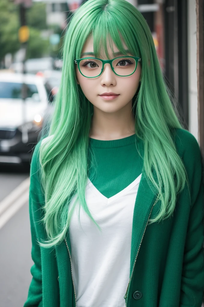 with green hair and poor eyesight