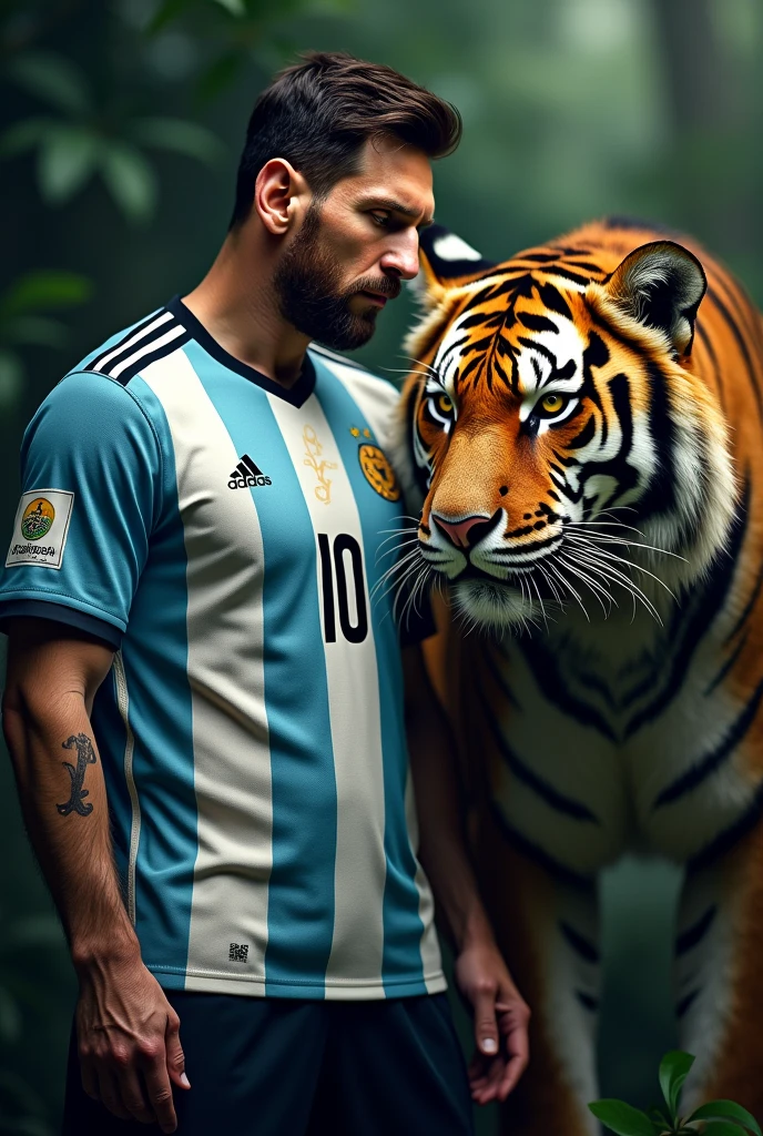 Messi with a tiger.