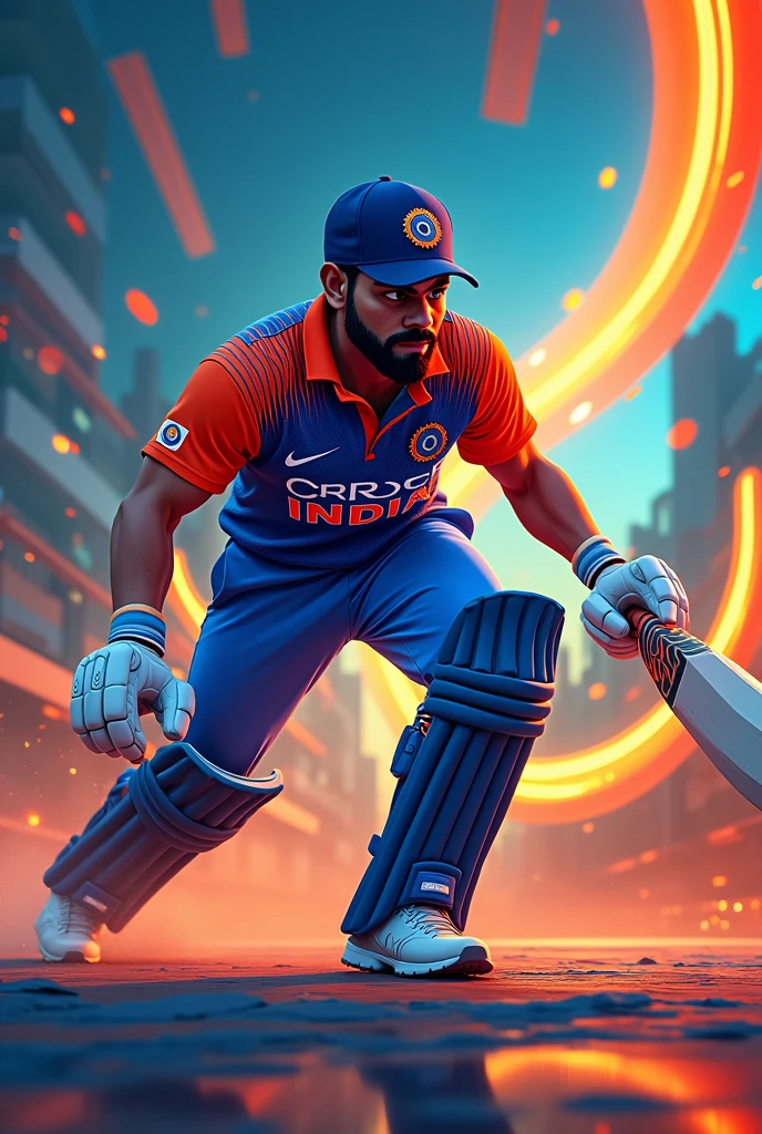 YouTube Thumbnail , virat kohli , 3d , motivational, Indian jursey ,bat , struggle 