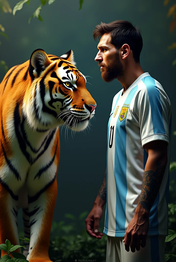 Messi with a tiger.