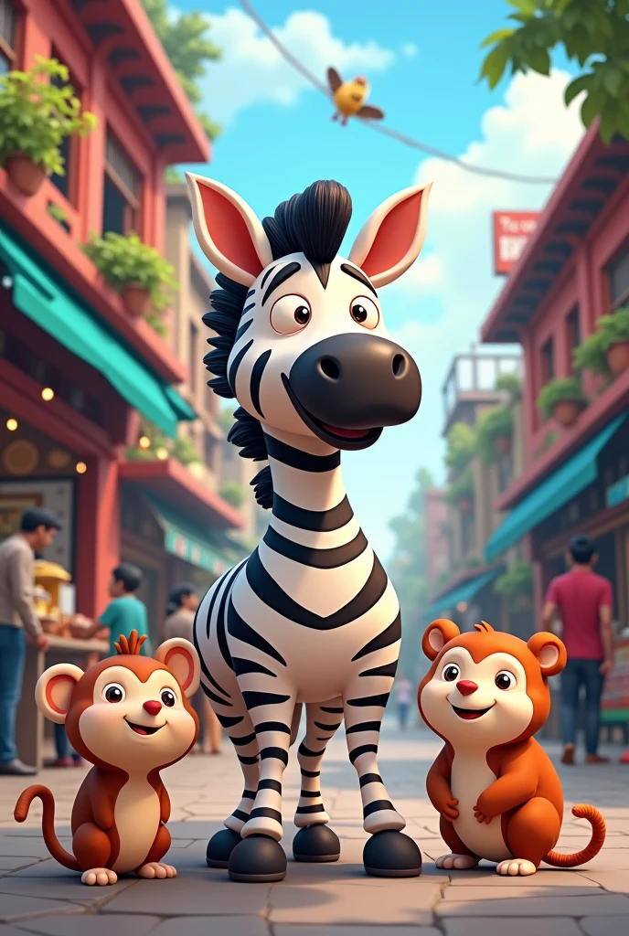 Please give me a zebra and graphis animals caring youtube thamel with cartoon