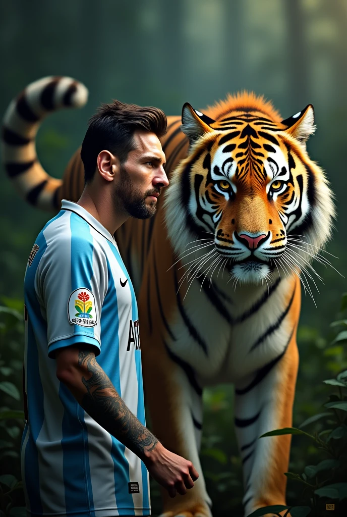Messi with a tiger.