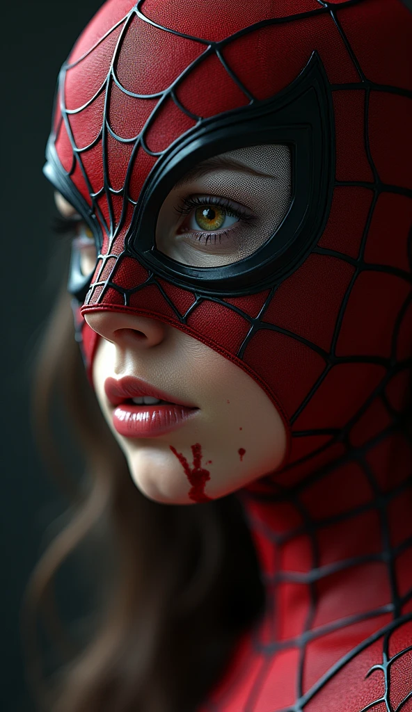 ((best quality)), ((masterpiece)), (detailed), perfect face closeup
woman with spiderman mask bleeding neck