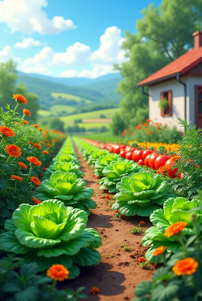 Lettuce and vegetables in garden 

