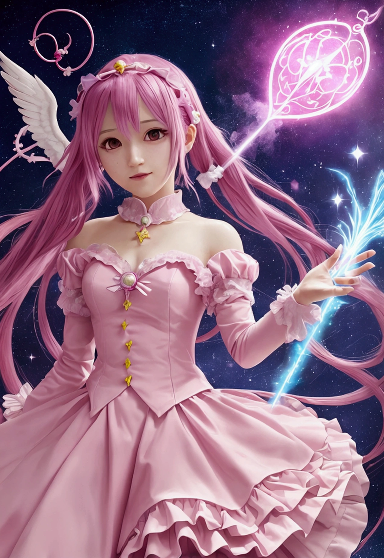 Puella Magi Madoka Madoka God Form Magic Wand Magic Enchantment Magic Attack