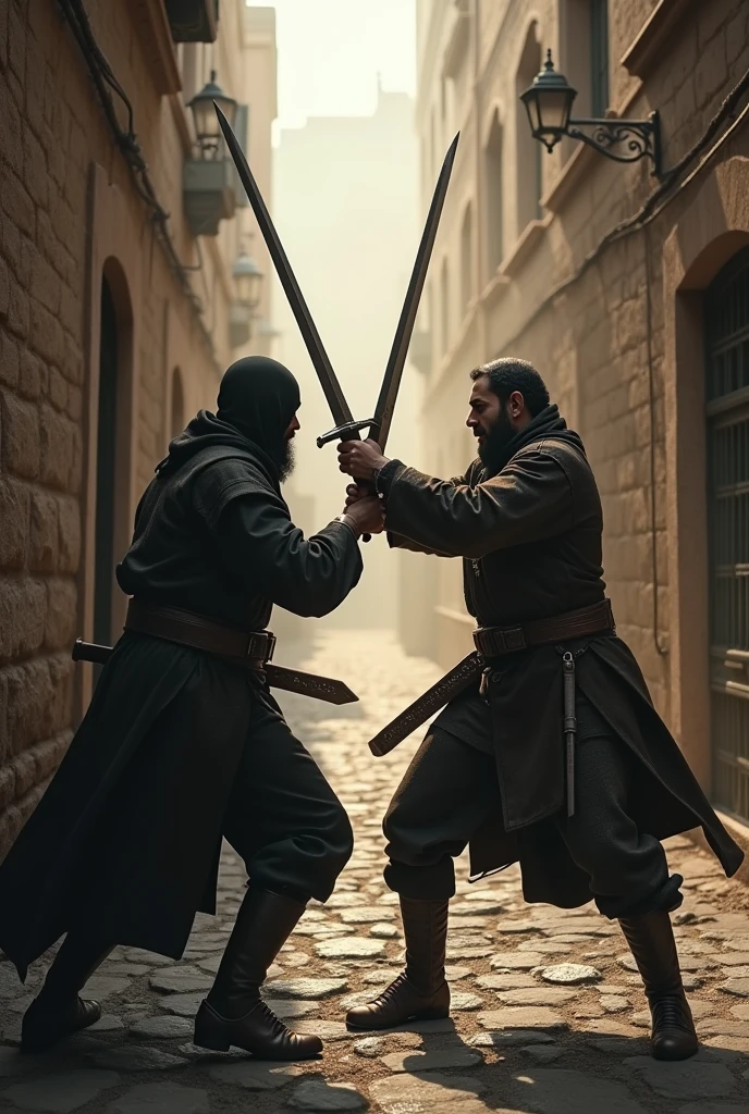 Muslim and Jewish
fights with swords