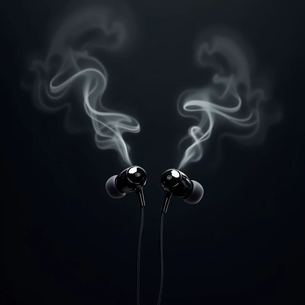 Smoking earphones dark background