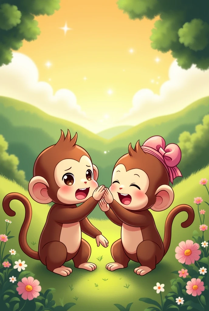 monkey anime lovely friends