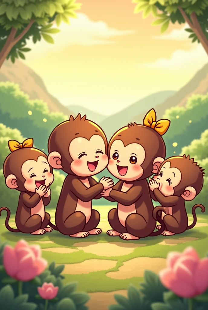 monkey anime lovely friends